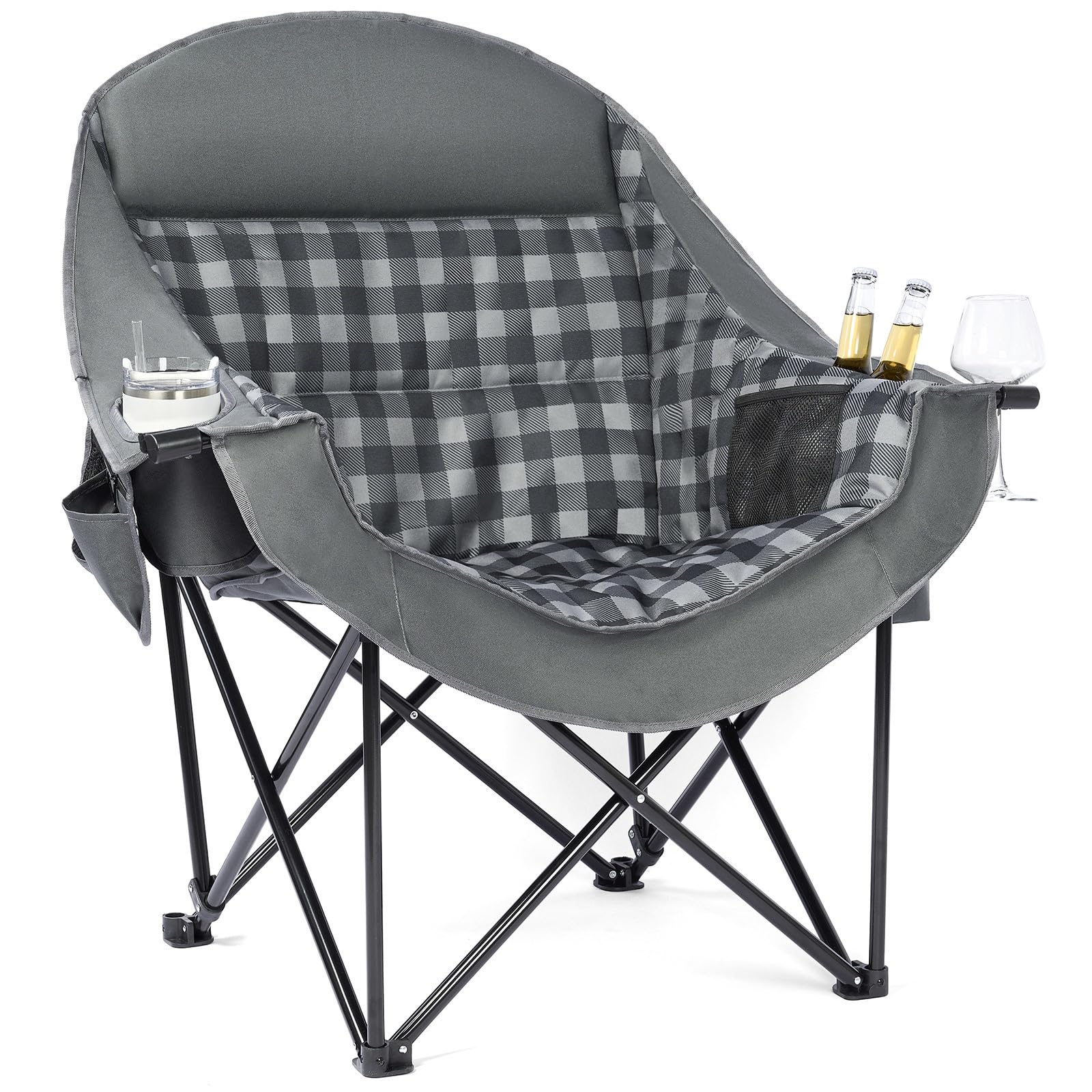 PUVASIA oversized camping chair wide-seat display highlighting spacious comfort.