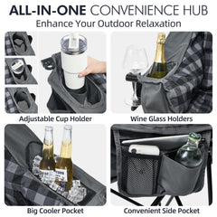 PUVASIA oversized chair storage pockets with insulated cooler bag keeps drinks within reach.