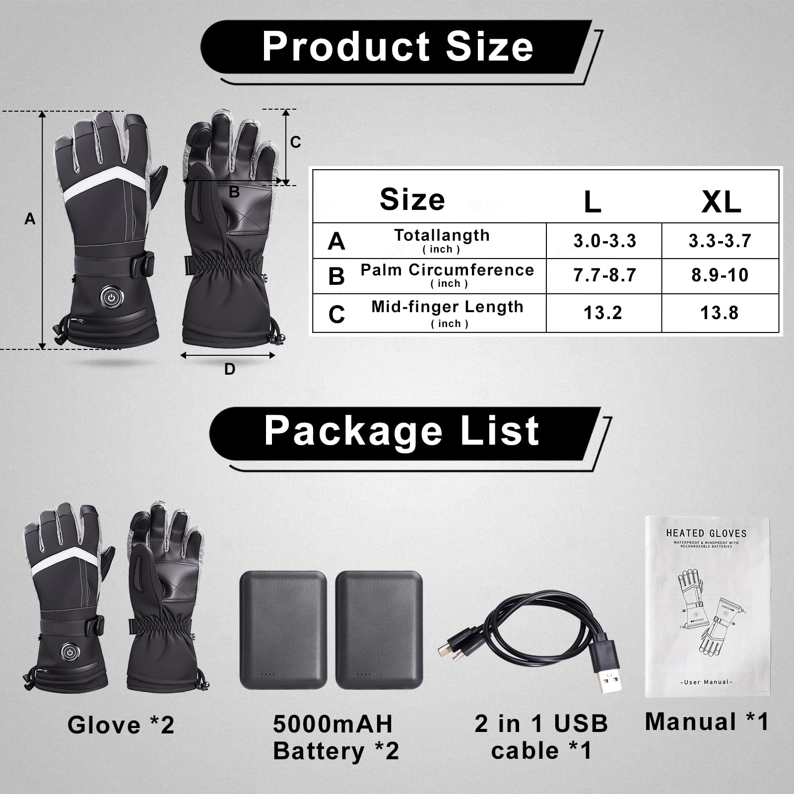 Pvnoocy heated gloves camping hiking use keeps fingers comfortable in chilly camps