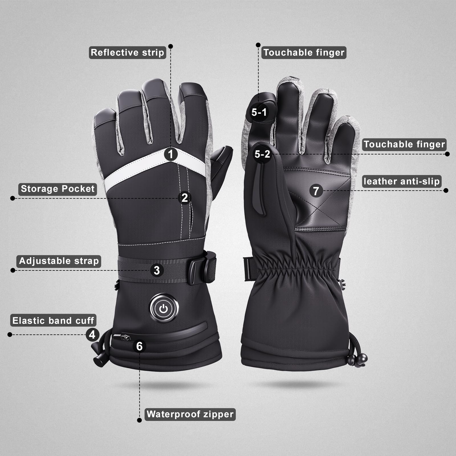 Pvnoocy heated gloves skiing action demonstrate hands warmth during descent