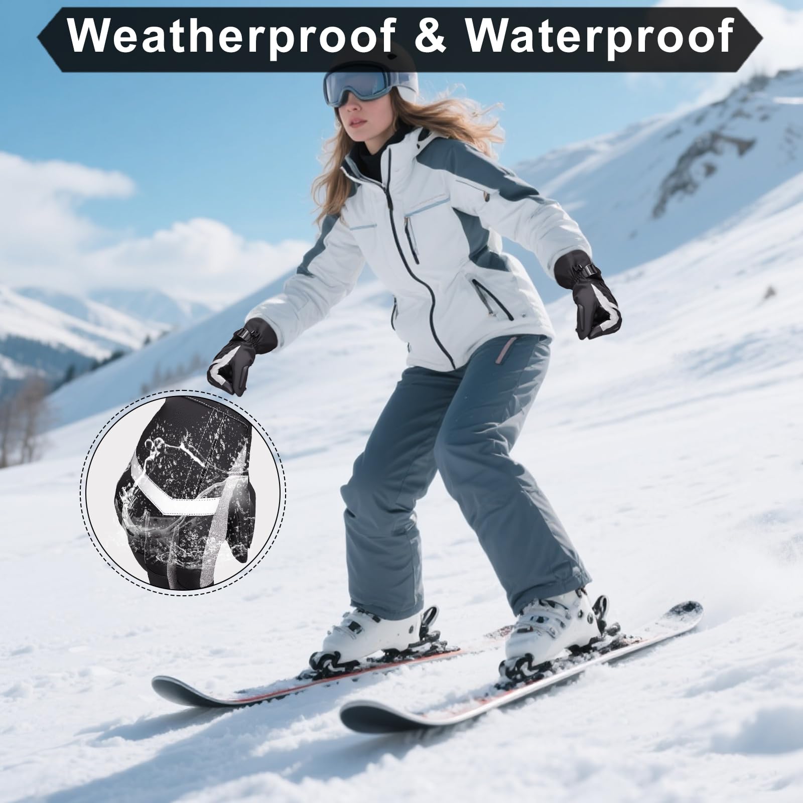 Pvnoocy heated gloves waterproof windproof material shields hands in snow