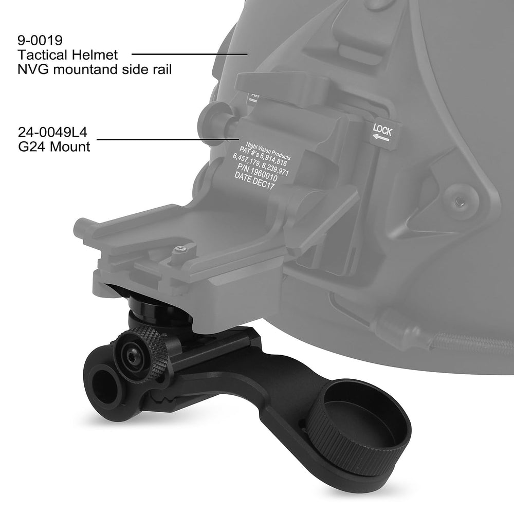 PVS-14 NVG J-Arm adjustable in vertical, tilt, and fore-aft directions.