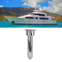 Pyhodi stainless steel rod cup holder round top at 30 degrees helps secure longer rods on rough water.