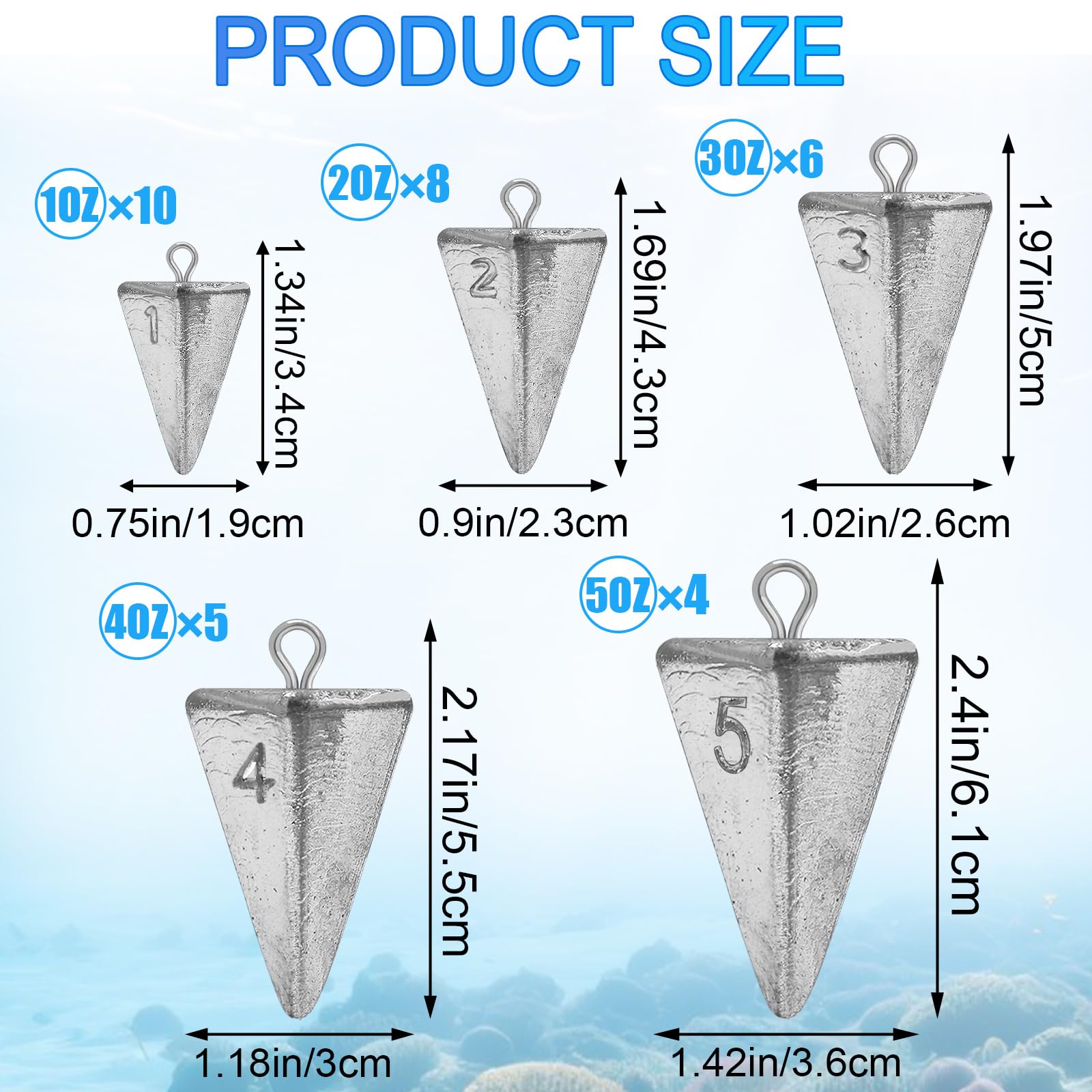 Pyramid fishing sinker 2oz weight