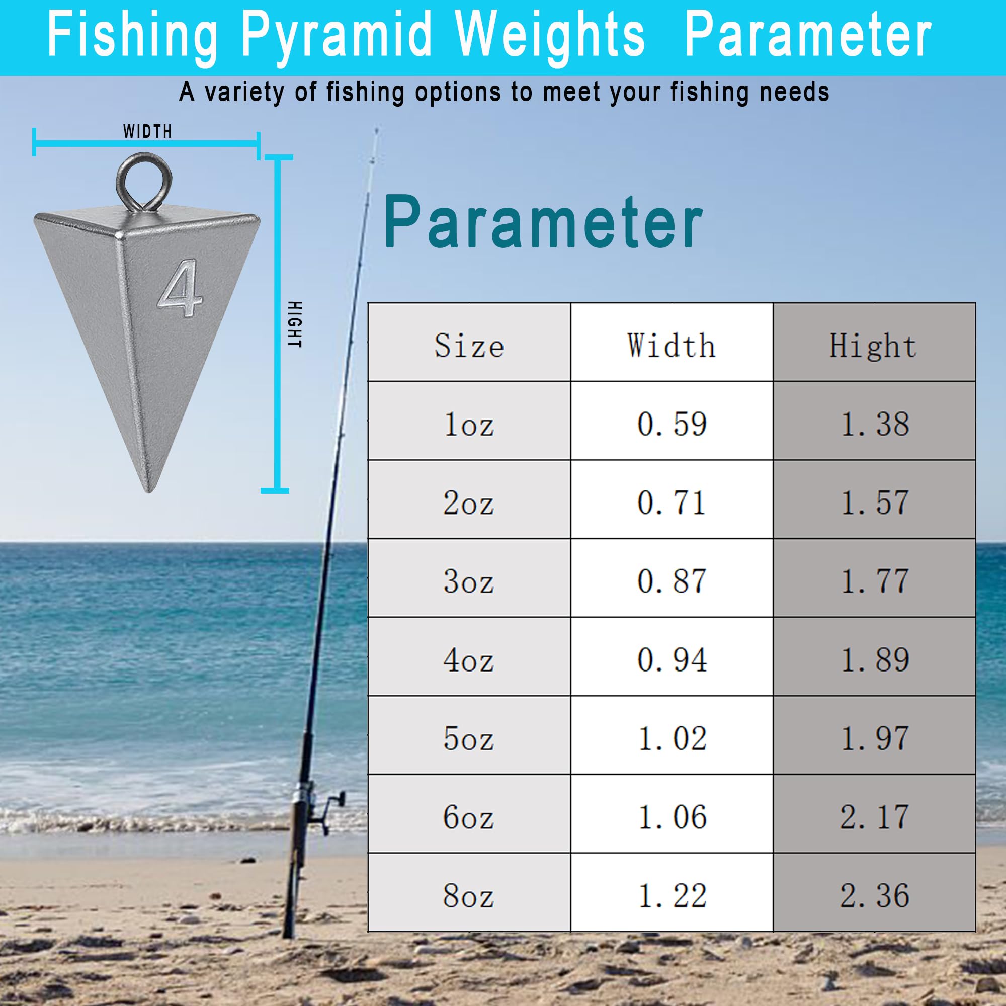 Pyramid lead sinkers 4oz for strong currents and surf