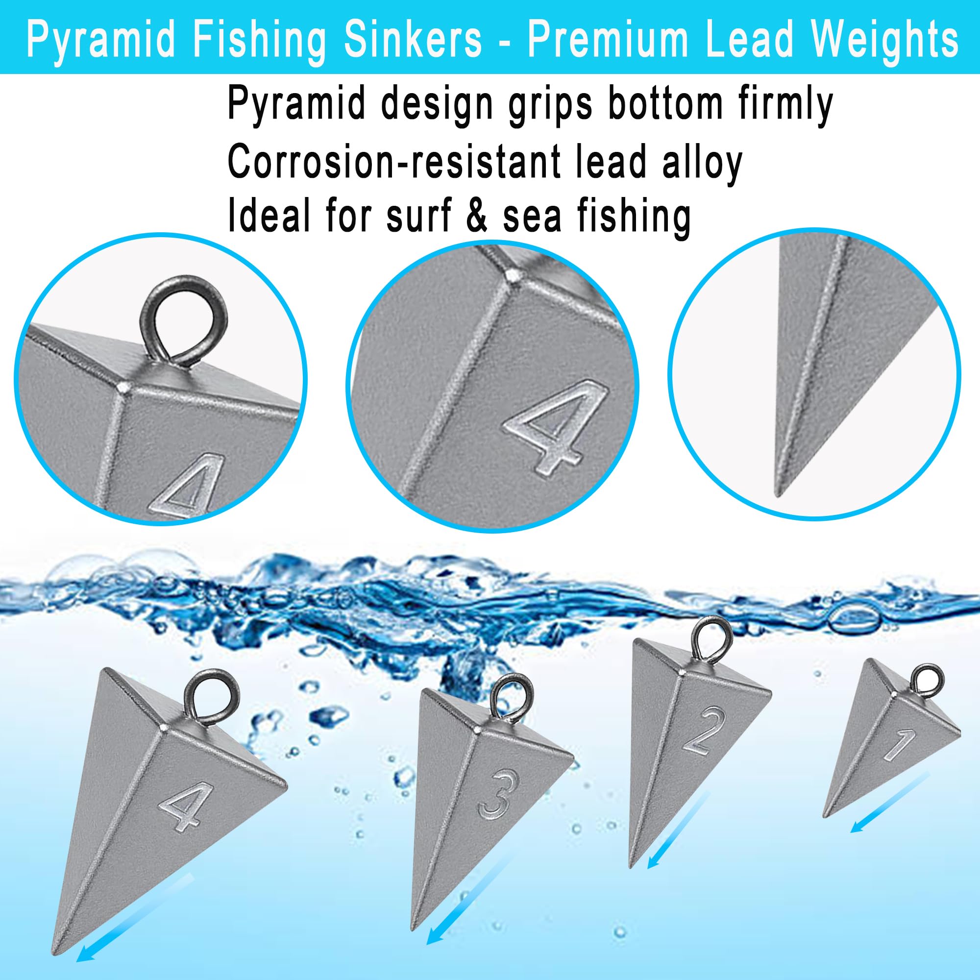 Pyramid lead fishing weights 5oz for offshore and shore fishing