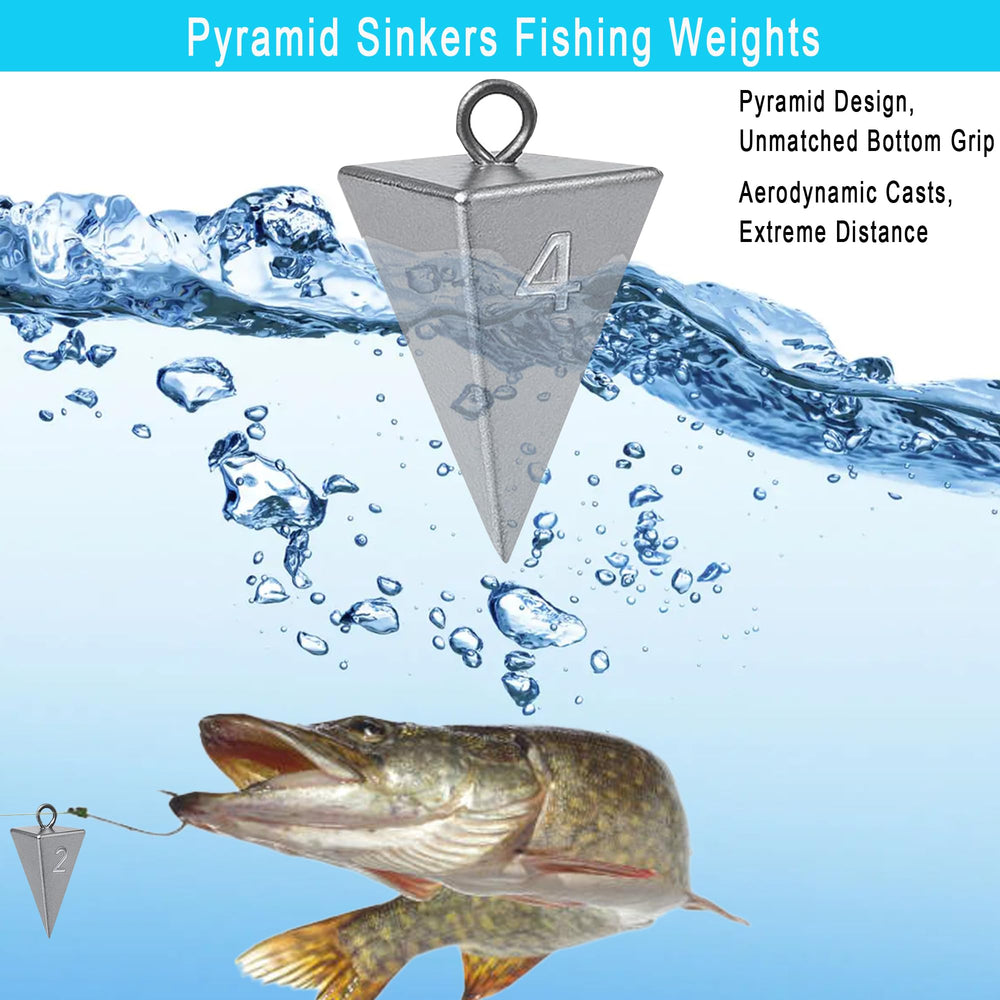 Pyramid lead sinkers 6oz for quick sinking in waves