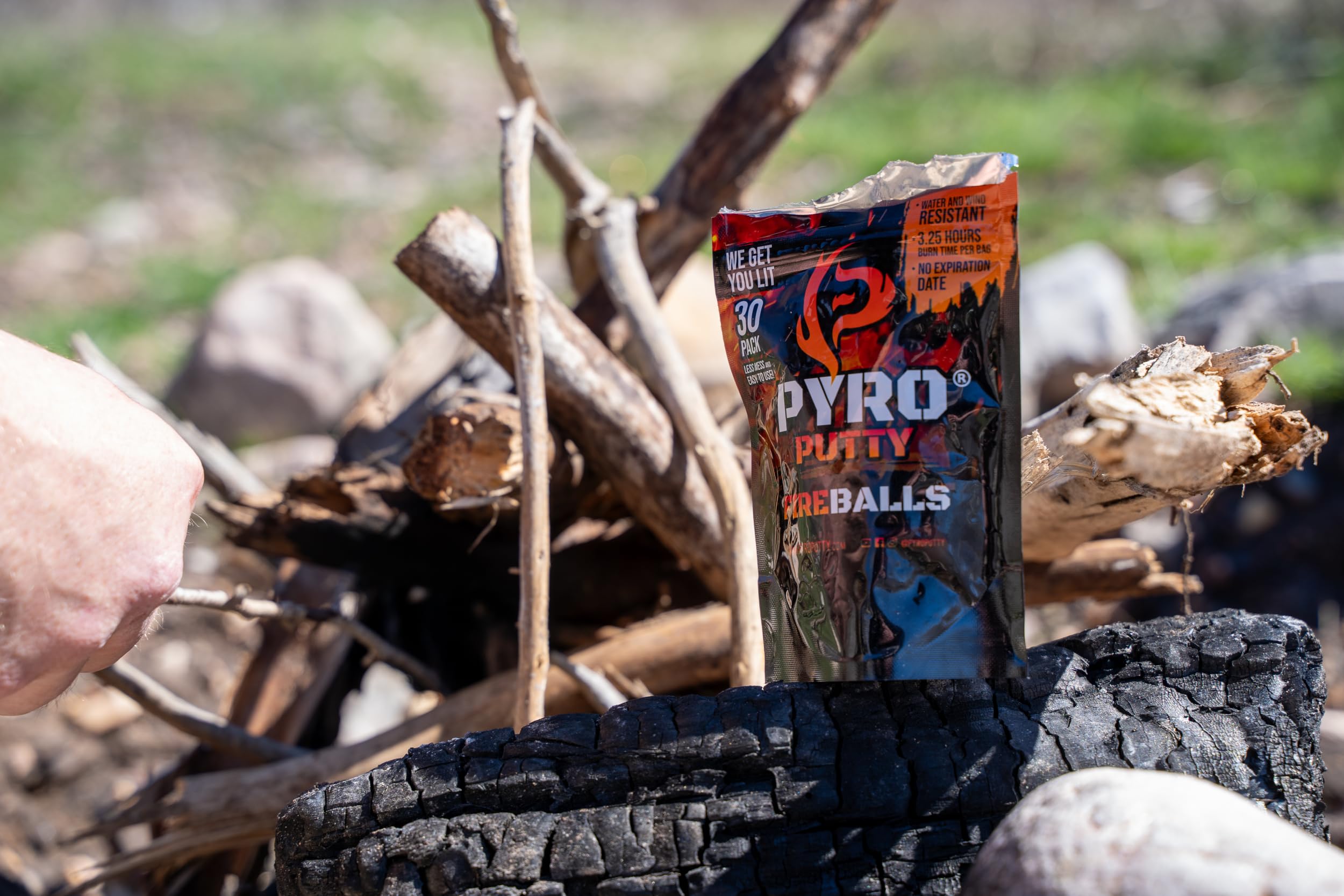 Pyro Putty Fire Balls moldable-texture aids fast adhesion to wood