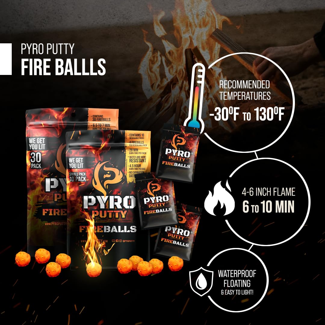 Pyro Putty Fire Balls waterproof-ignition demonstrates lighting even when wet