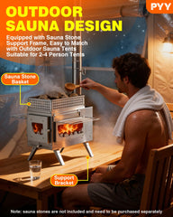 PYY sauna wood stove fire view glass monitors flame for steady heat