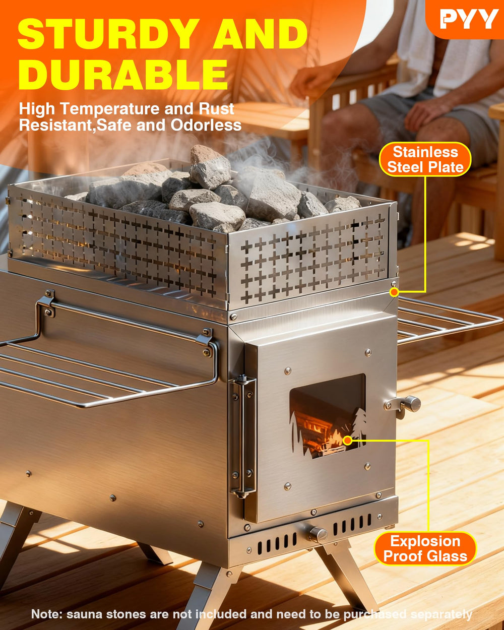 PYY sauna wood stove for cooking and warming during camping adventures