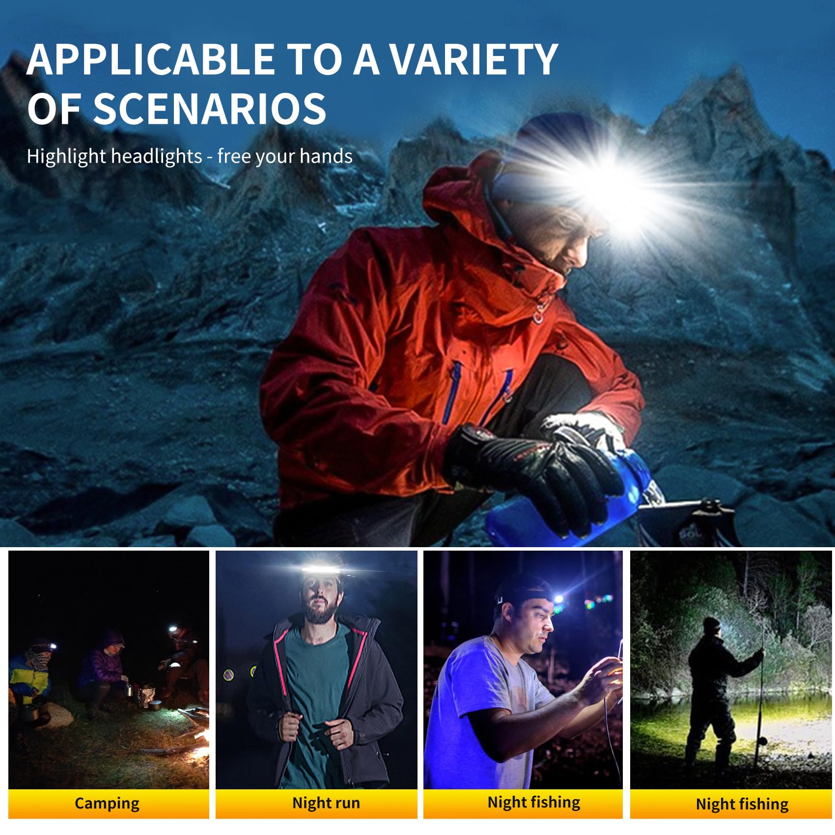 PZZOE headlamp modes with wide beam for broad, even illumination.