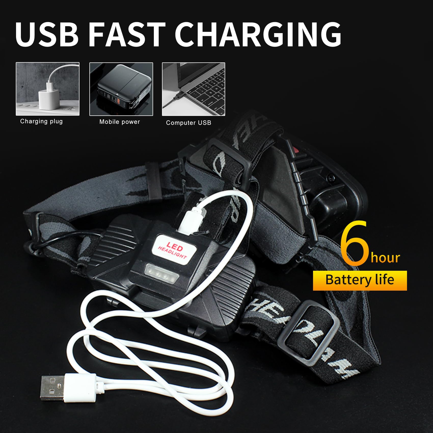 PZZOE headlamp USB rechargeable design reduces battery changes.