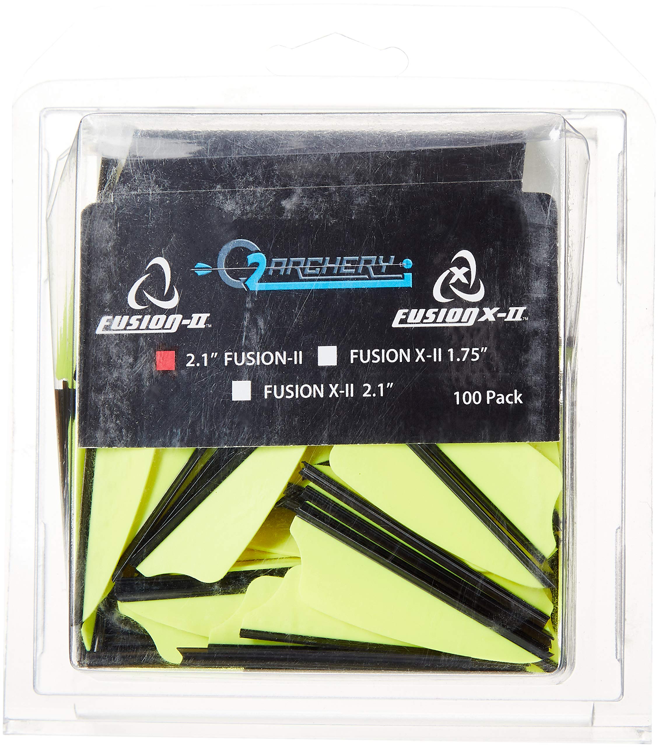 Q2i Fusion-II neon yellow vanes offer lightweight precision for quick shots