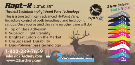 Q2i Fusion X-II durable archery vanes in action on arrows