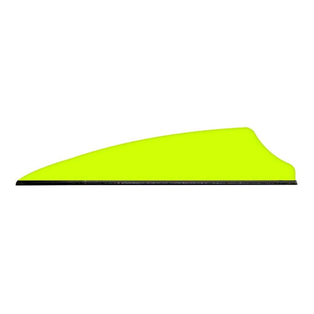 Q2i Fusion X-II neon yellow vane close-up, showcasing tri-fusion adhesion for precision flight.