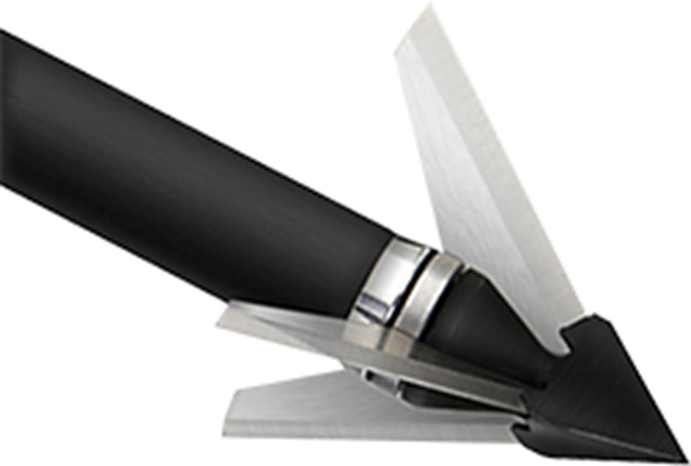 QAD QBE85S Exodus broadhead closeup for precision hunting performance.