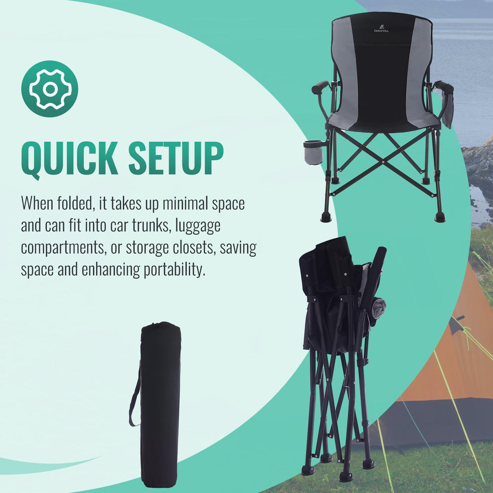 QAOYAL camping chair 300lbs capacity supports diverse users with stable seating.