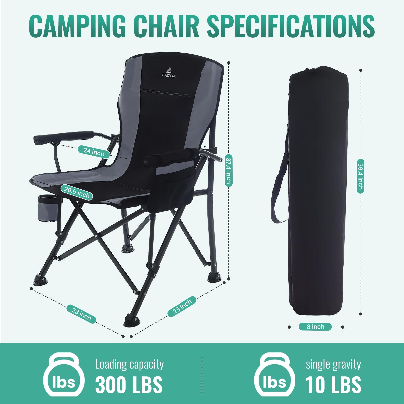 QAOYAL camping chair cup holder keeps drinks secure at the campsite.