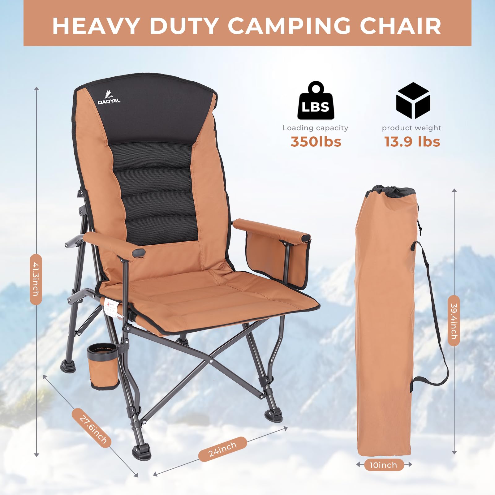 QAOYAL camping chair cupholder side-pocket offers convenient storage and hydration on outdoor trips.