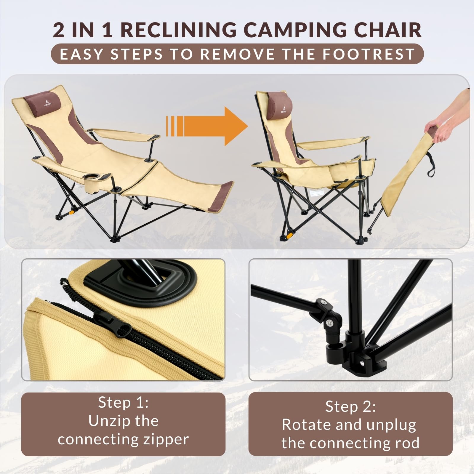 QAOYAL folding design makes chair compact and portable for trips.