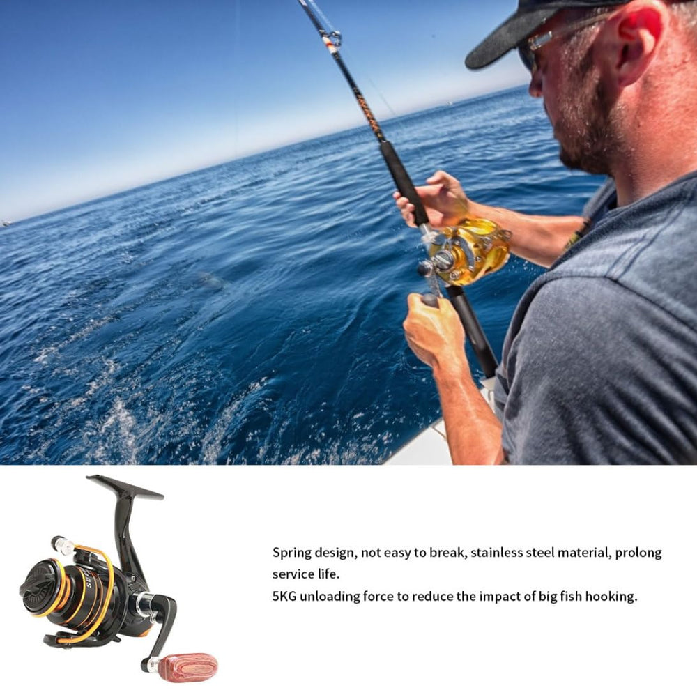 Reel held in hand showing compact size of QCdeSoulBLV mini spinning reel