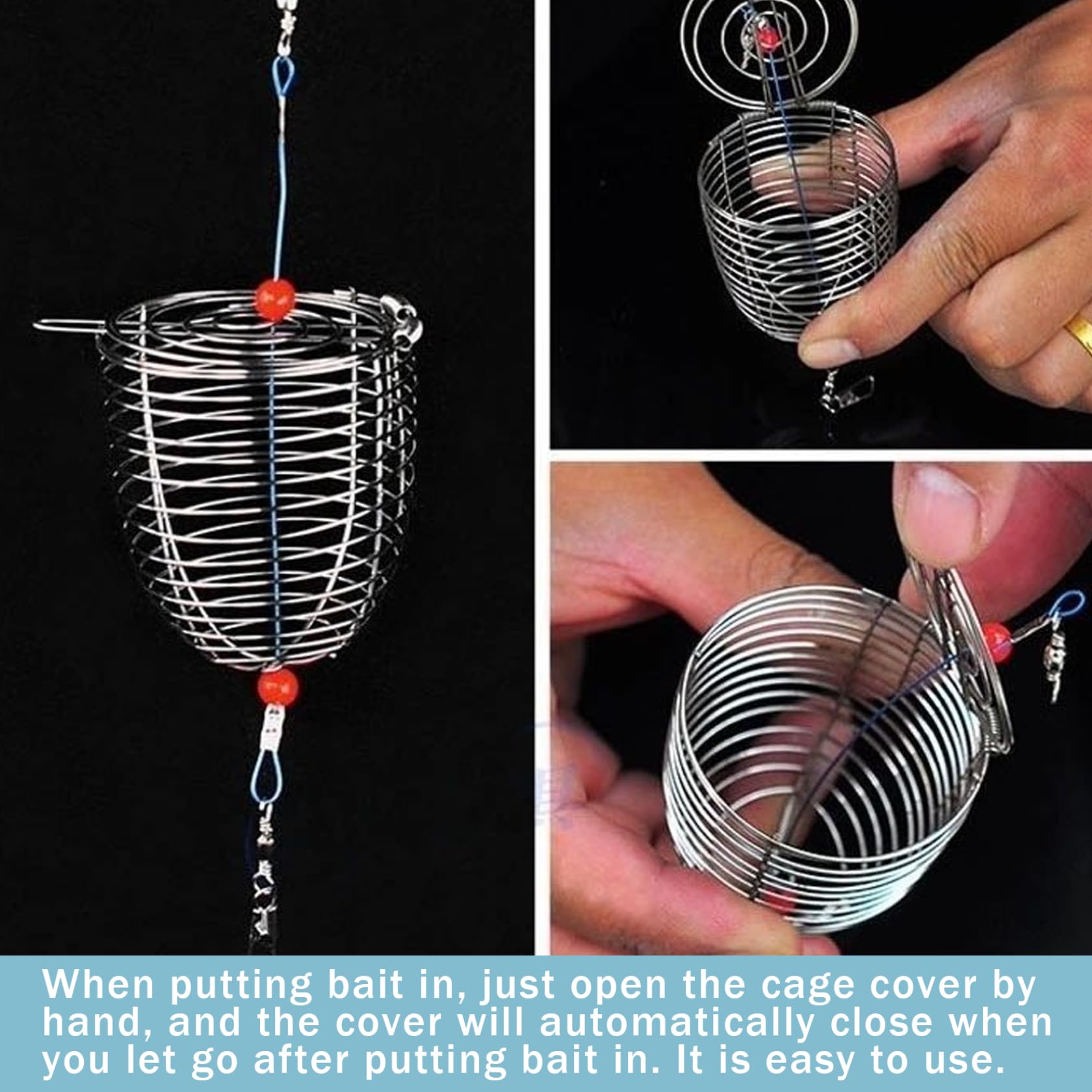 QCdeSoulBLV chum rig basket side view shows compact design for easy transport.