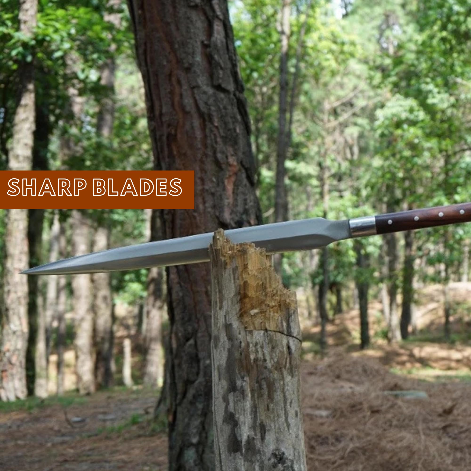 QEPAA CRAFTS Viking spear in hand showing versatile use for reenactments.