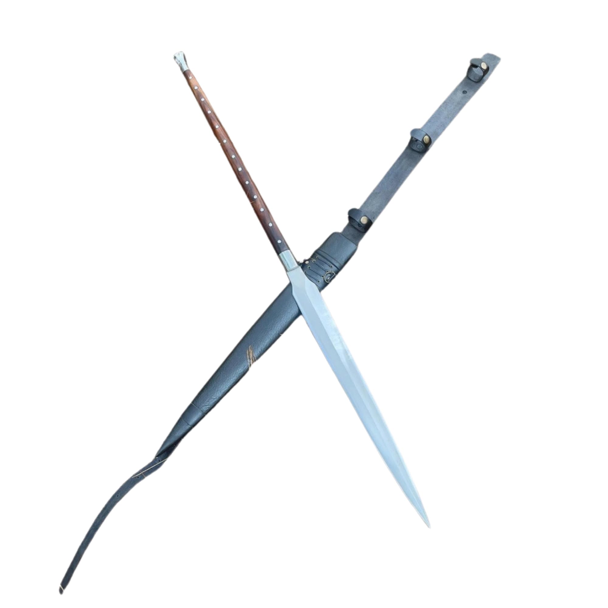 QEPAA CRAFTS Viking spear shaft view highlighting balanced hardwood construction for precise handling.