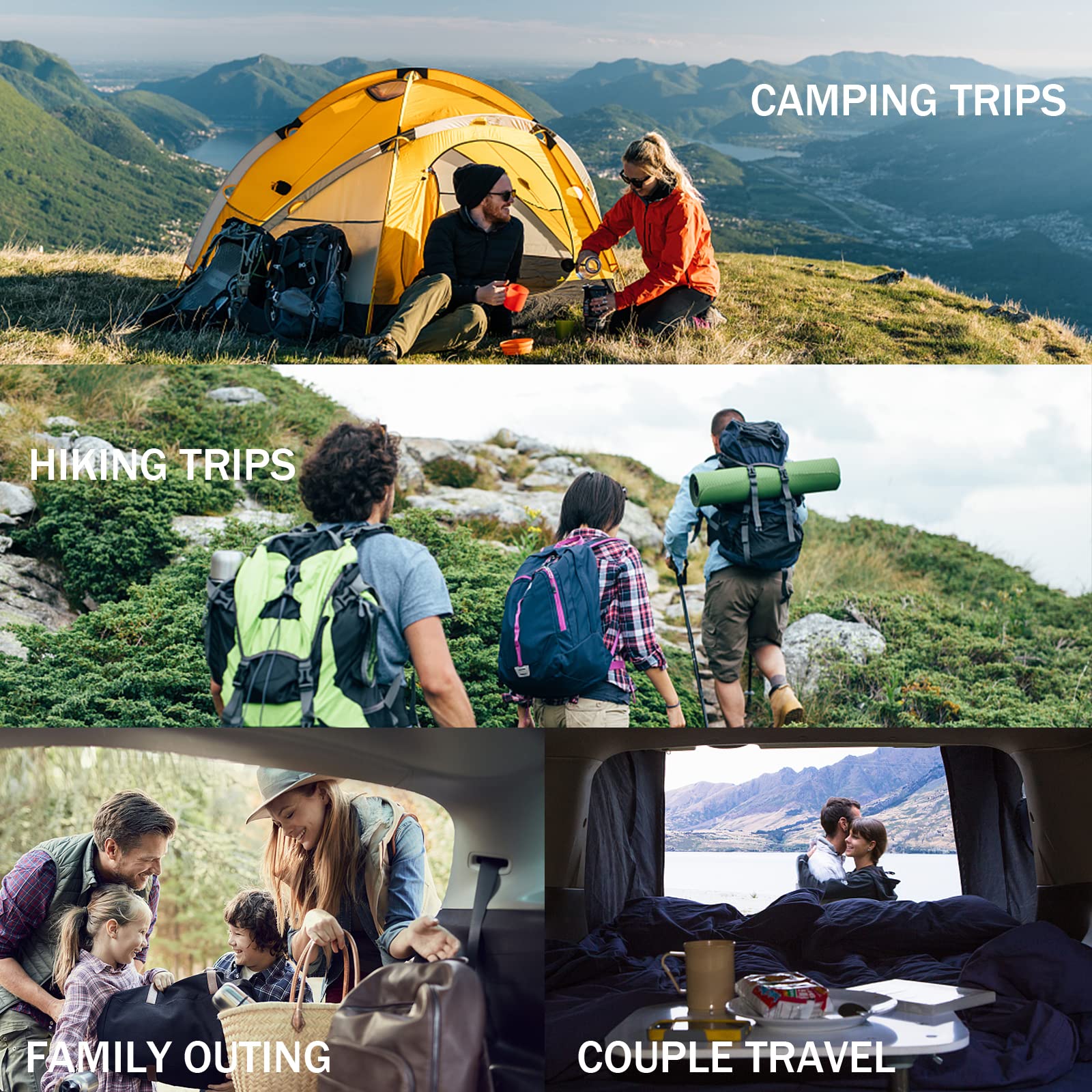 QEZER adventure-ready sleeping bag on a rugged campsite.