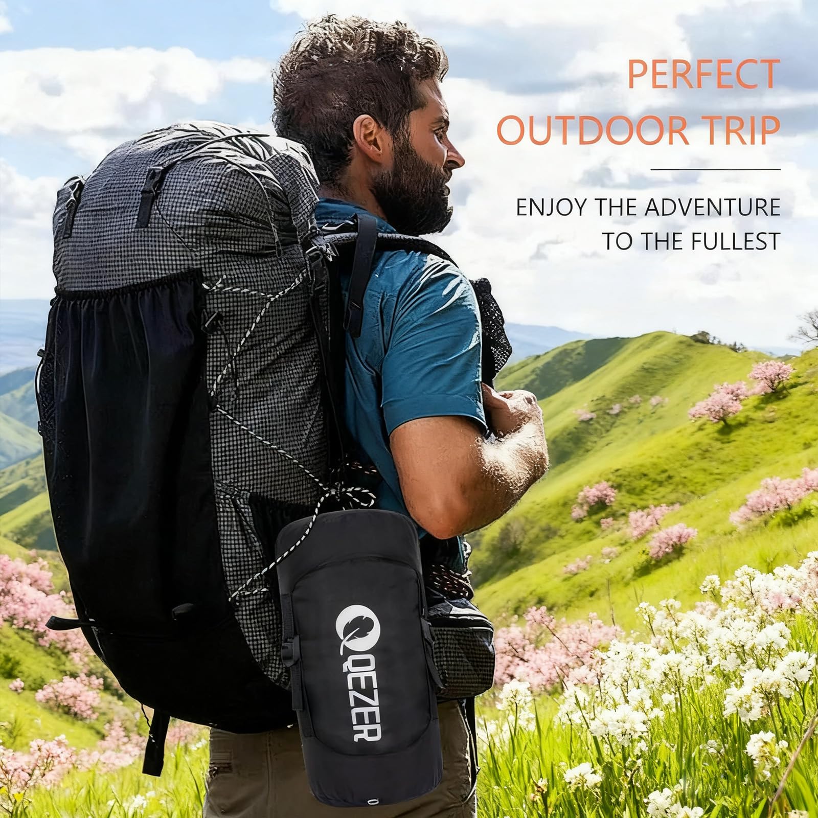 QEZER Down Sleeping Bag double-setup shows versatility when pairing two bags