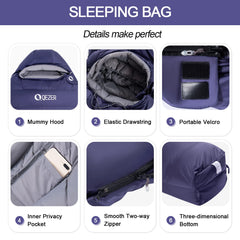 QEZER dual-zip enables comfortable two-person camping setups.