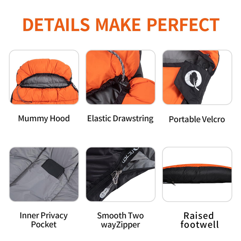 QEZER down sleeping bag foot-ventilation zipper enhances airflow.