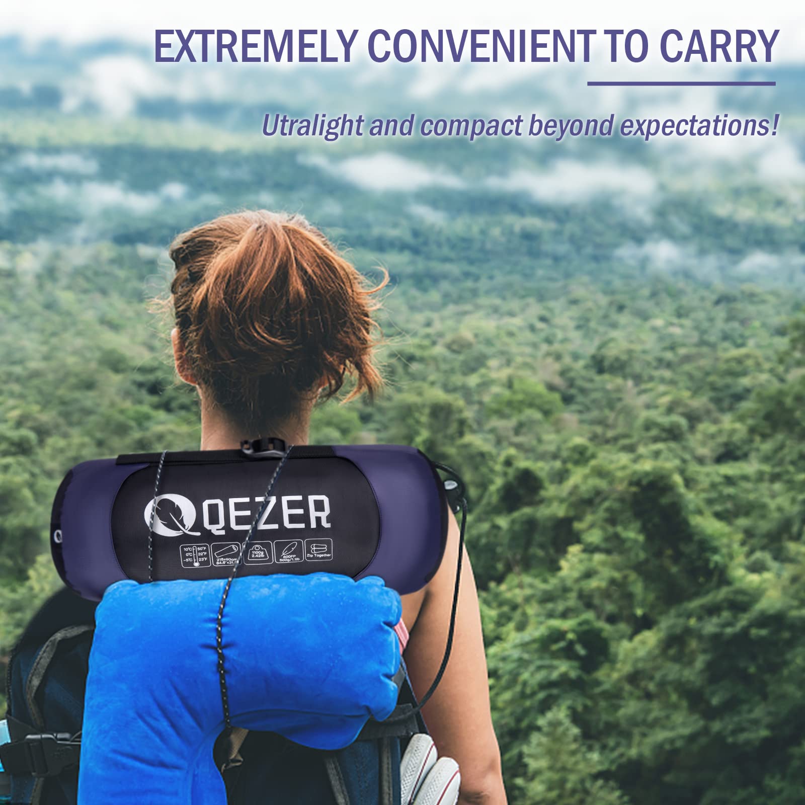 QEZER four-season performance supports camping and mountaineering.