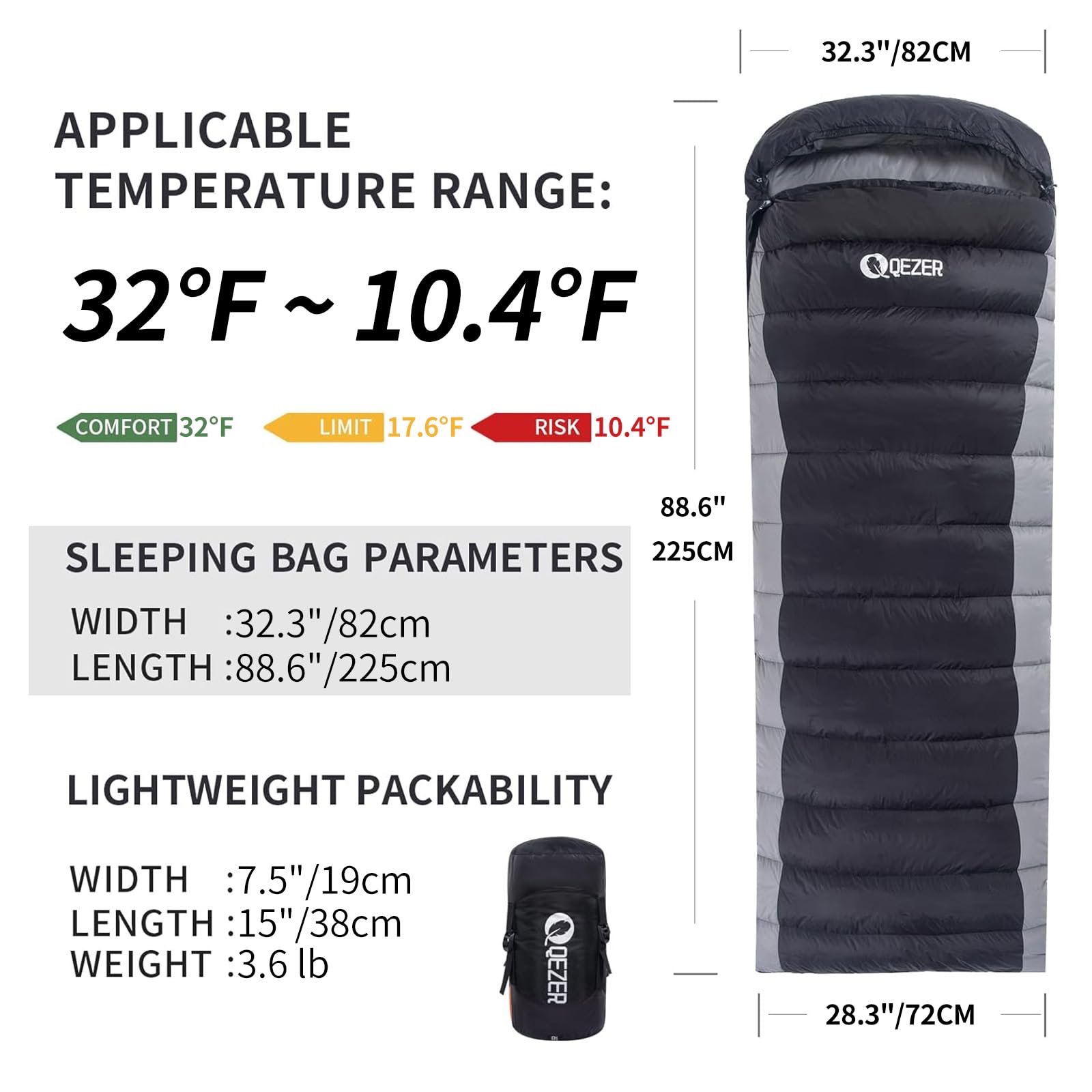 QEZER down sleeping bag ultralight backpacking gear reduces weight on trails