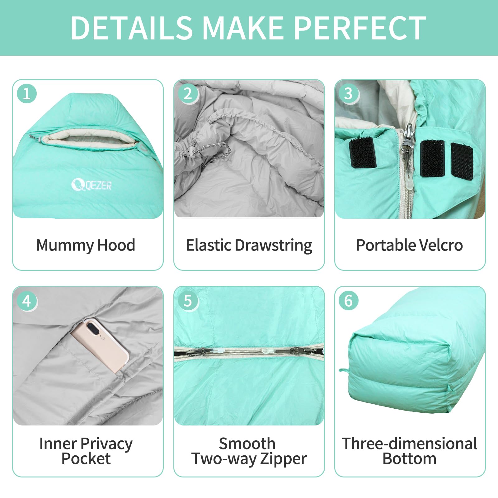 QEZER 400T 20D nylon fabric provides durability and wind protection