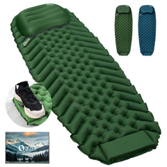 QEZER ultralight sleeping pad in compact form for easy backpacking and quick rest.