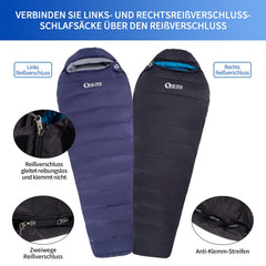 QEZER water-resistant nylon shell guards against damp camping nights.