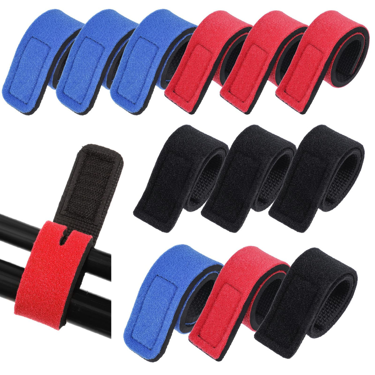 QFGasre 12 Pcs Fishing Rod Straps red close-up