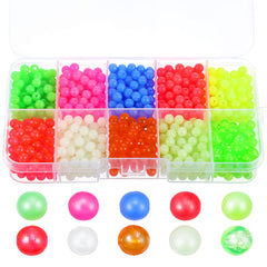 Assorted 5mm fishing beads in a transparent storage box (10 colors)