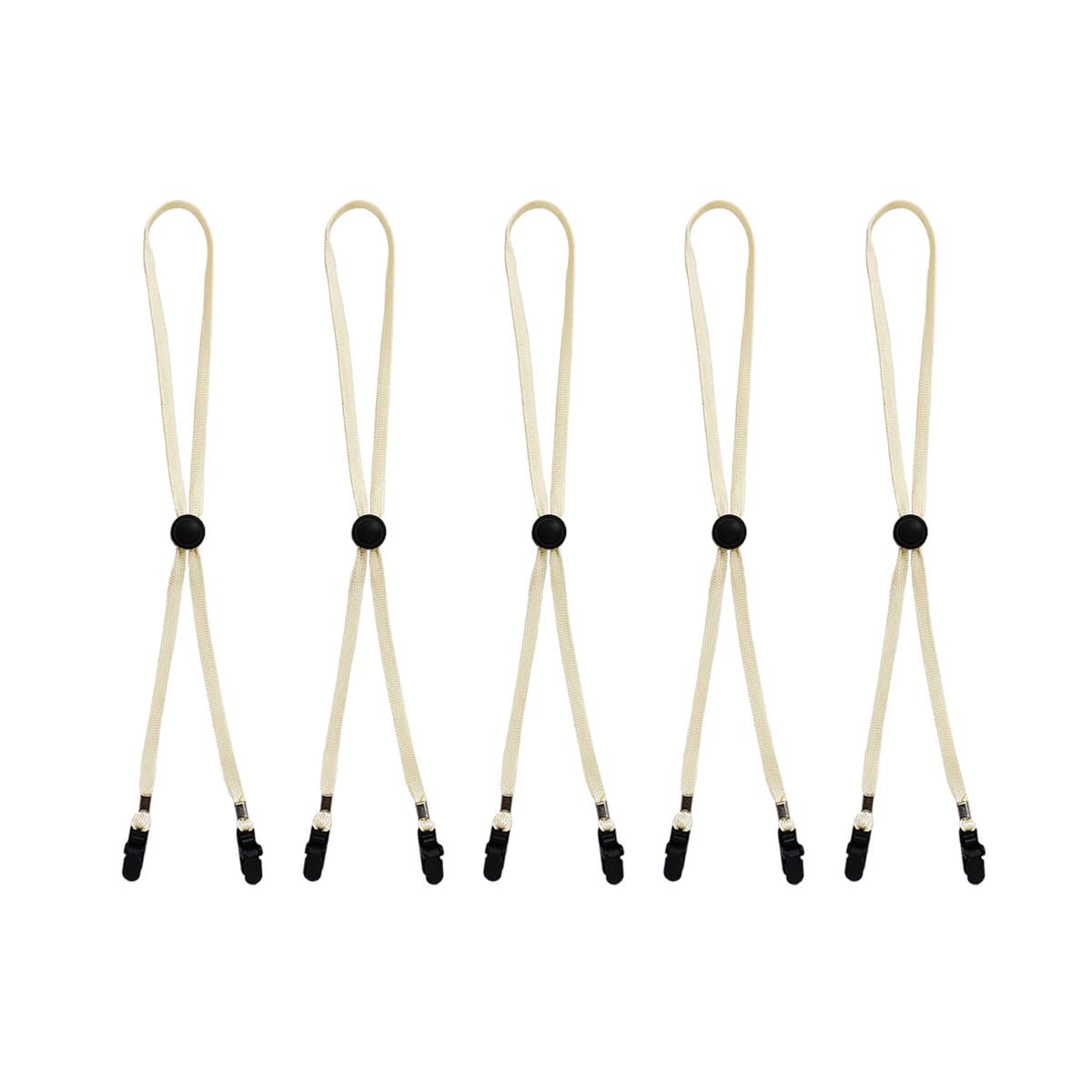 Close-up of beige adjustable hat strap clip
