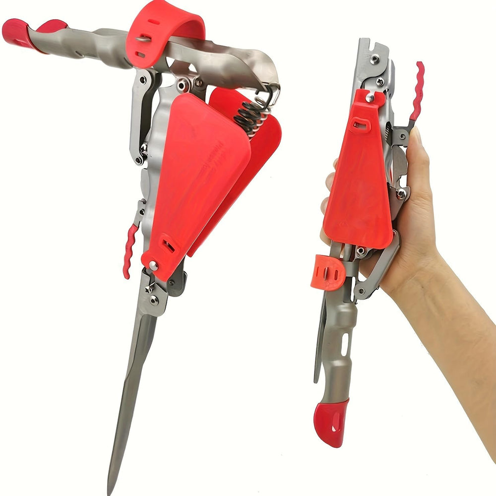 QIFEI automatic spring rod holder on ground for hands-free fishing.