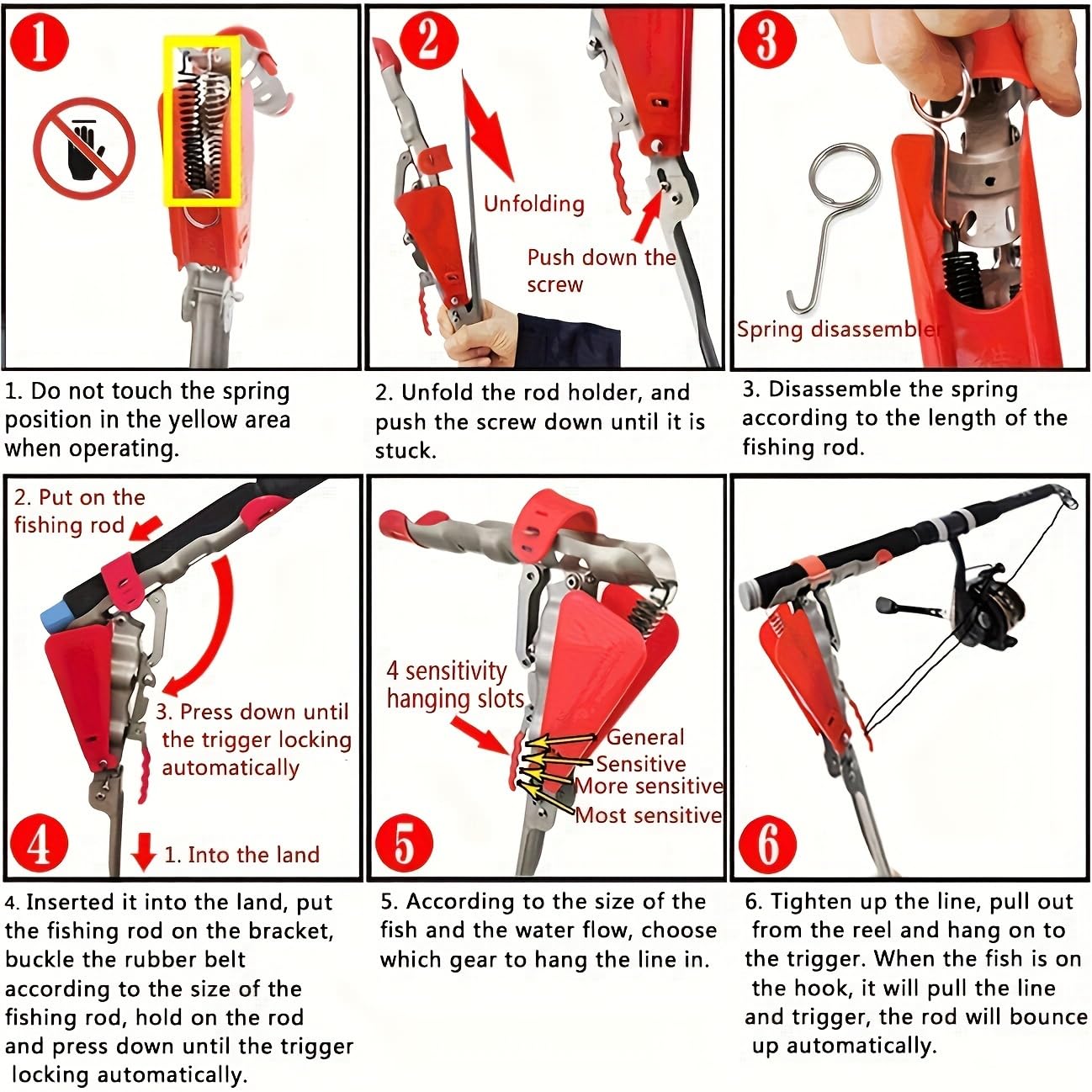 QIFEI spring sensor adjustment with four levels for versatile fishing.
