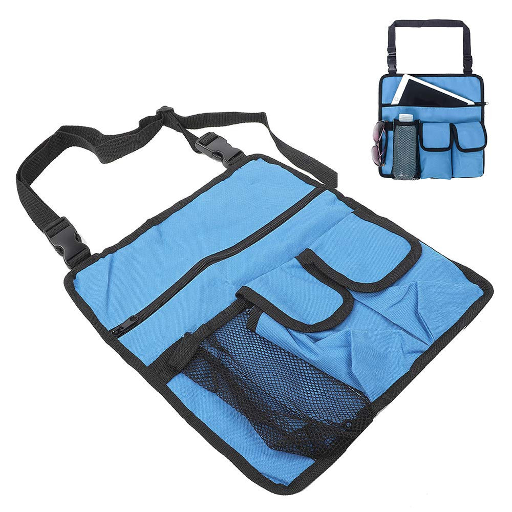 Qiilu blue bag shown with phone, sunglasses, and water bottle.