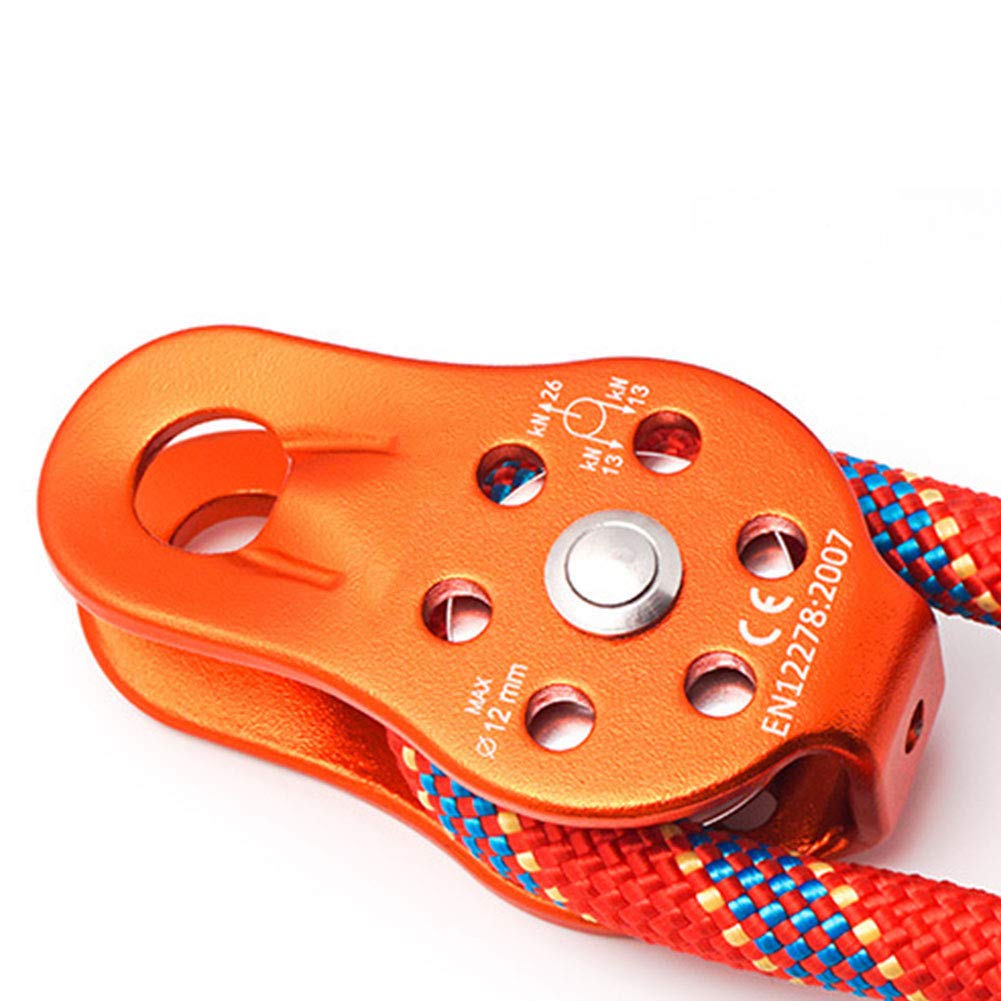 Qiilu pulley shows 14mm rope hole for thicker rope passages.