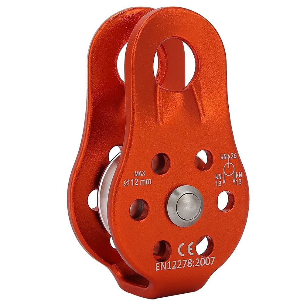Qiilu orange pulley ideal for climbing, hauling, and everyday rope work.