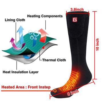 QILOVE heated socks heating area at the top of the feet delivers targeted heat