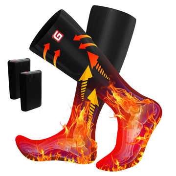 QILOVE heated socks on foot deliver all-day warmth for outdoor adventures.