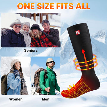 QILOVE heated socks on foot demonstrate full-coverage warmth for cold hikes