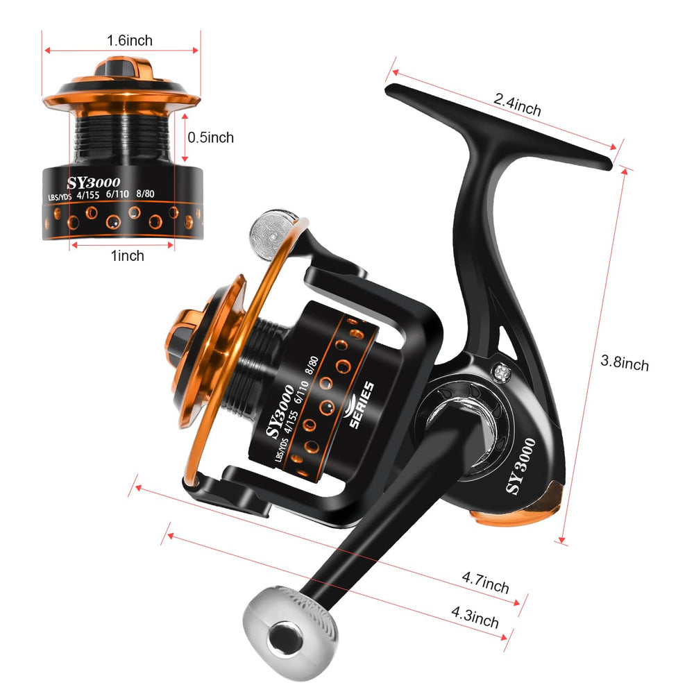 Ergonomic non-slip ABS grip with foldable handle on spinning reel